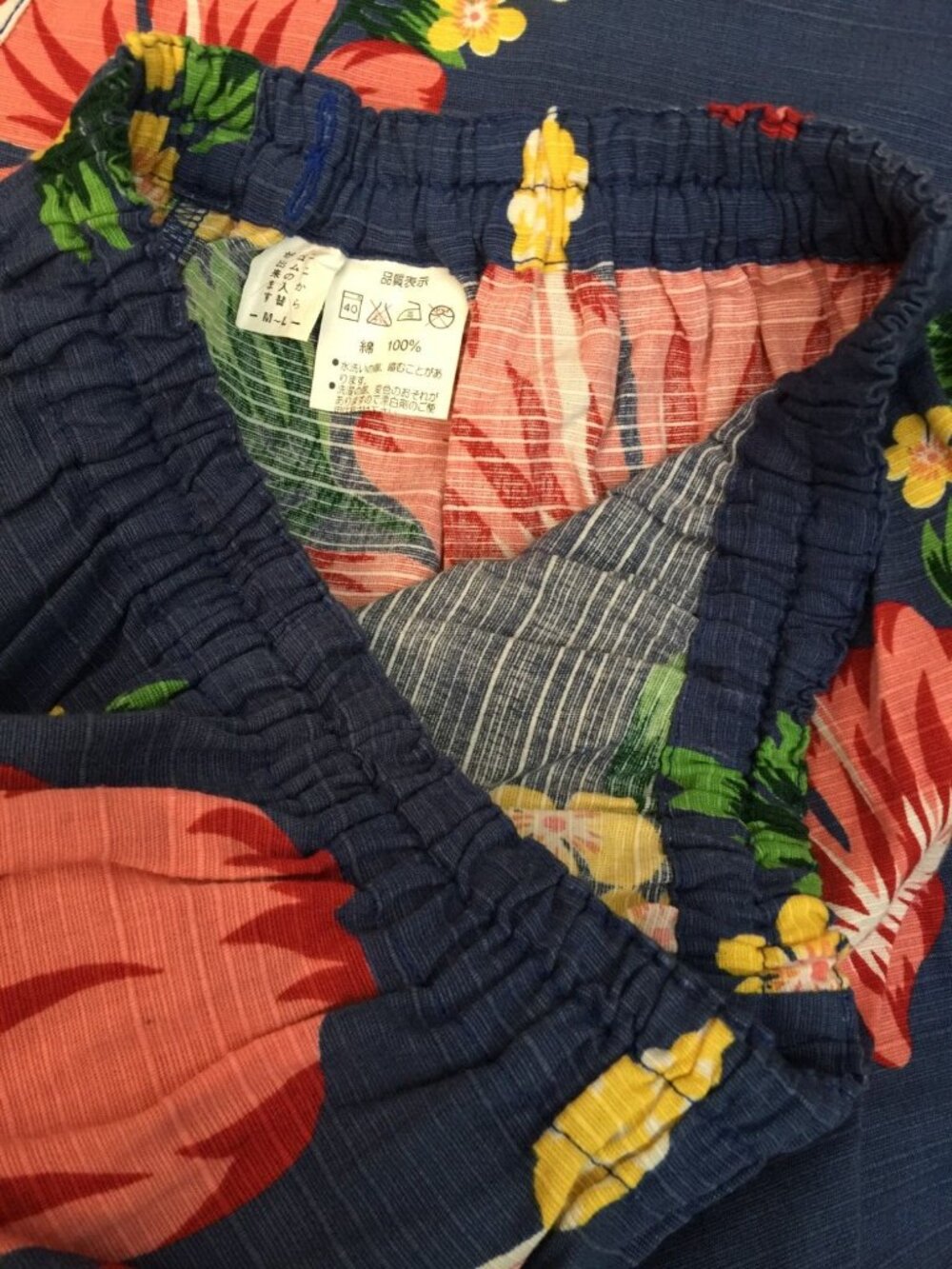 JAPANESE JINBEI KIMONO JACKET SHORTS WOMENS S M BLUE PINK FLORAL COTTON 2PC SET - Picture 12 of 16